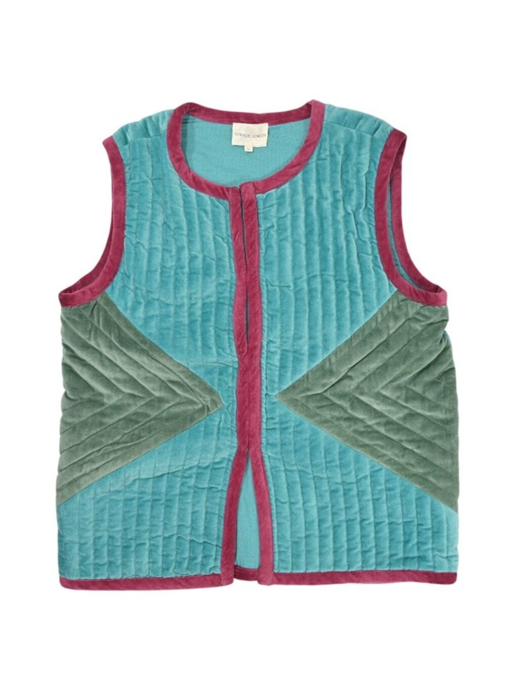 Maria de la Orden Velvet Vest in Blue Green